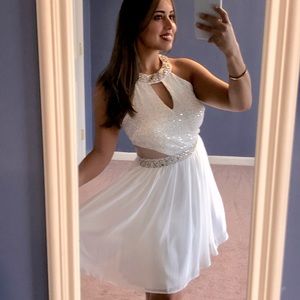 Brand New Never Used Camille La Vie A Line White Sequins Dress, Size 10. Tag on.